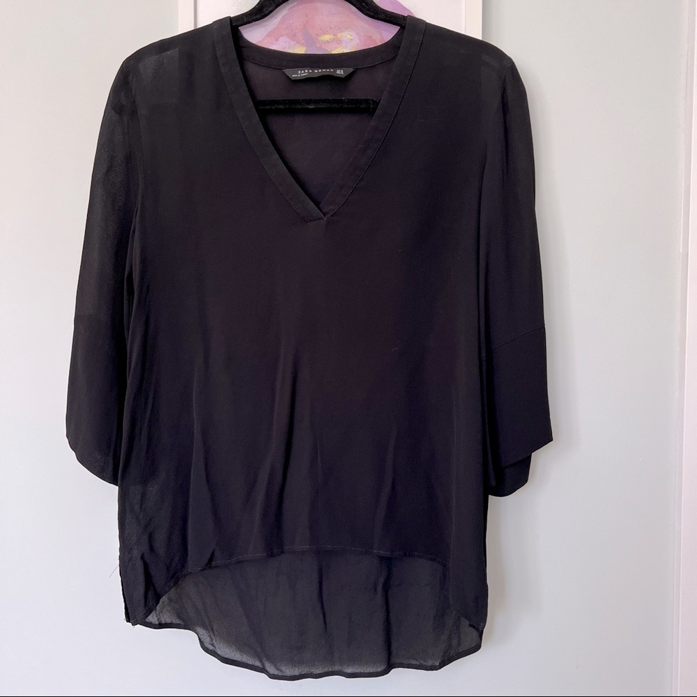 Zara Sheer Black Blouse -XS